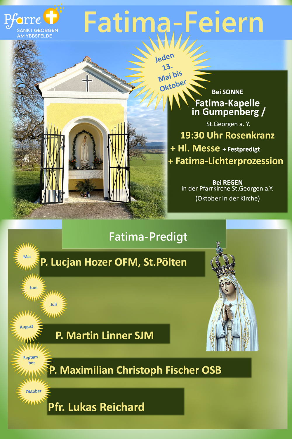 FATIMA AKTUELL / Pfarre St.Georgen a.Y. /Haid 2026 Mai bis Oktober